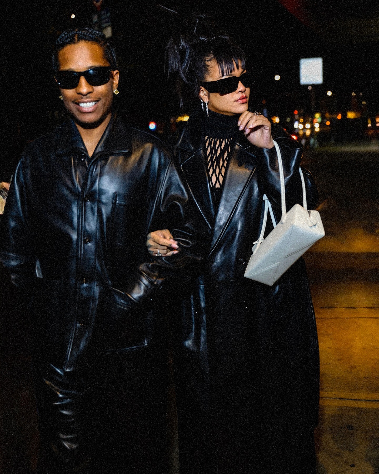 Rihanna And ASAP Rocky Attend The Footwear News Awards In A Custom White Alaia Gown A Black Leather Phoebe Philo Coat IMG 5623